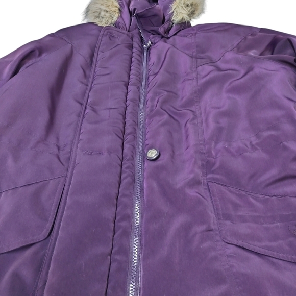 Basic Editions Women's Purple Hooded Embroidered Coat Size M - Picture 4 of 9